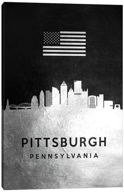 Pittsburgh Pennsylvania Silver Skyline Canvas Art Print - Pittsburgh Art