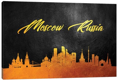 Moscow Russia Gold Skyline Canvas Art Print - Russia Art