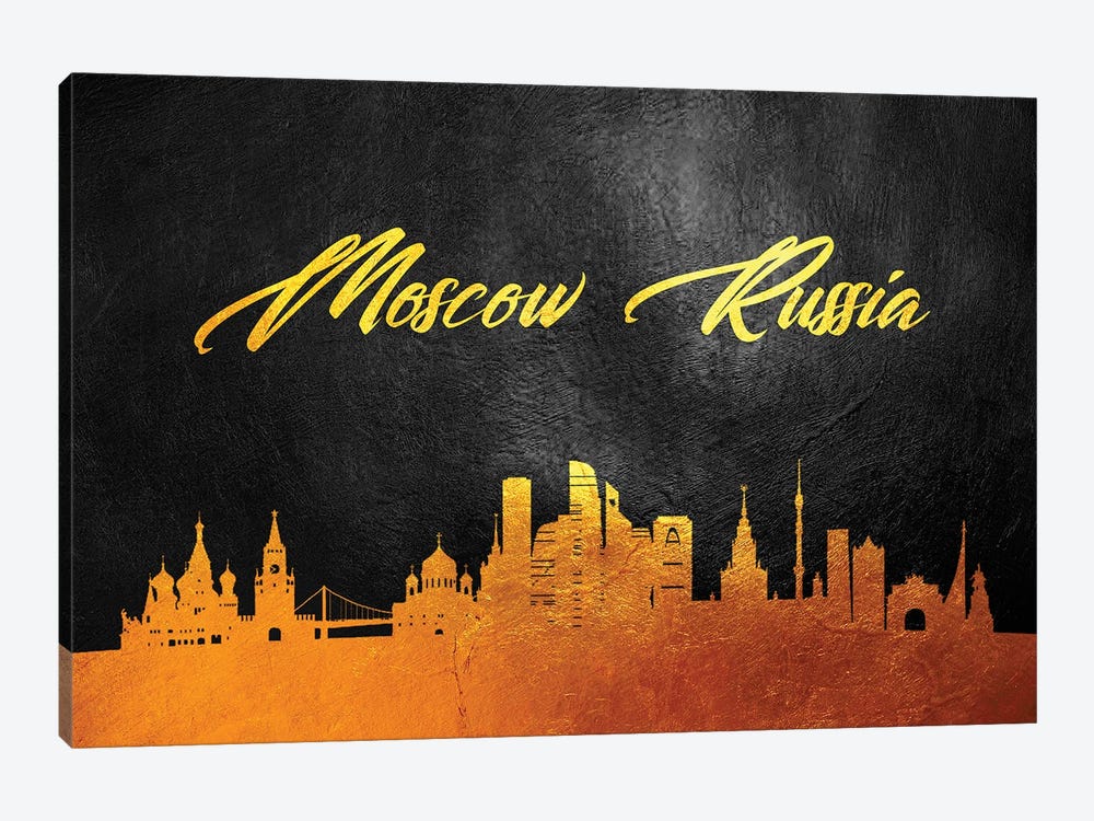 Moscow Russia Gold Skyline by Adrian Baldovino 1-piece Canvas Print