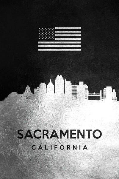 Sacramento: Sacramento California Silver Skyline by Adrian Baldovino