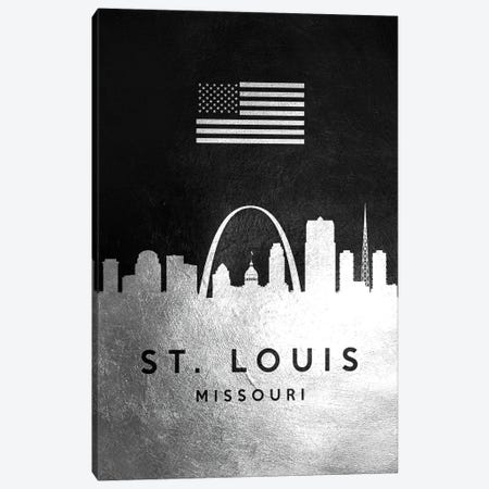 Saint Louis Missouri Silver Skyline Canvas Print #ABV859} by Adrian Baldovino Canvas Art