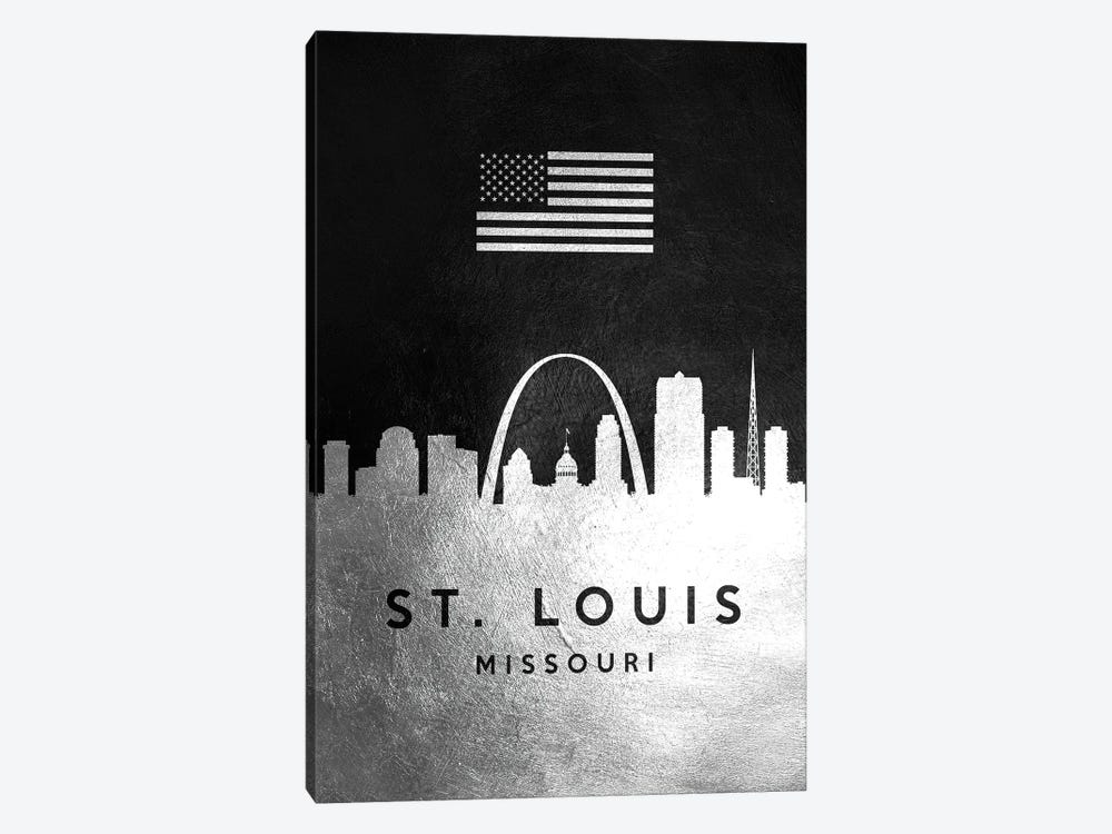 Saint Louis Missouri Silver Skyline by Adrian Baldovino 1-piece Art Print