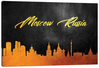 Moscow Russia Gold Skyline II Canvas Art Print - Russia Art