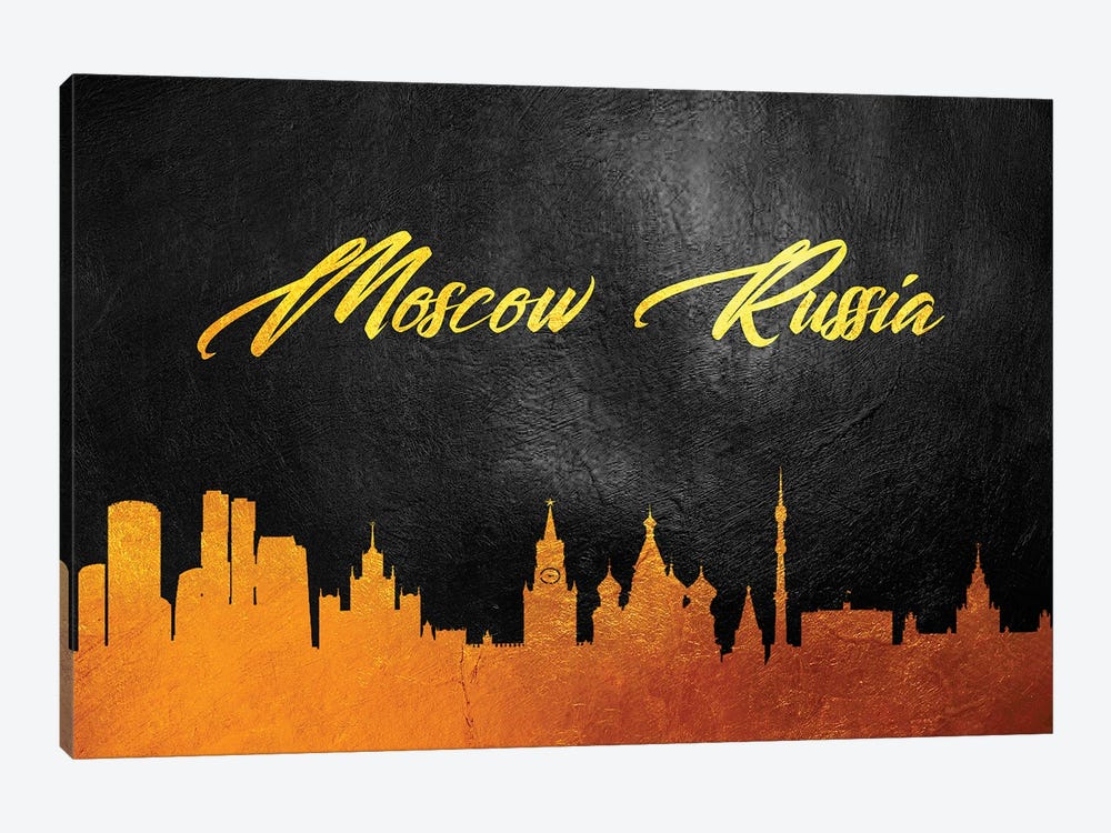 Moscow Russia Gold Skyline II by Adrian Baldovino 1-piece Canvas Art