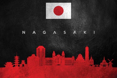 Nagasaki Japan Skyline by Adrian Baldovino framed wall art
