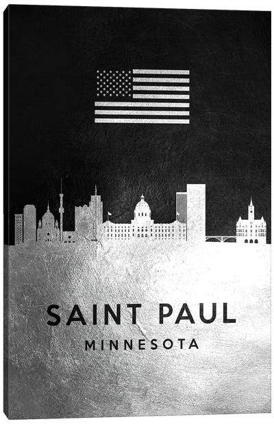 Saint Paul Minnesota Silver Skyline Canvas Art Print