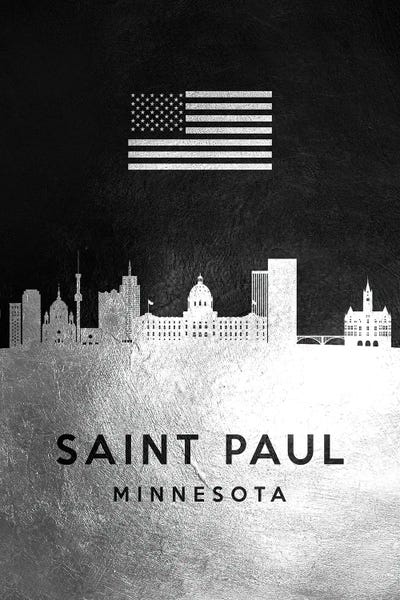 St. Paul: Saint Paul Minnesota Silver Skyline by Adrian Baldovino