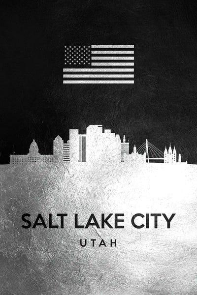 Salt Lake City: Salt Lake City Utah Silver Skyline by Adrian Baldovino