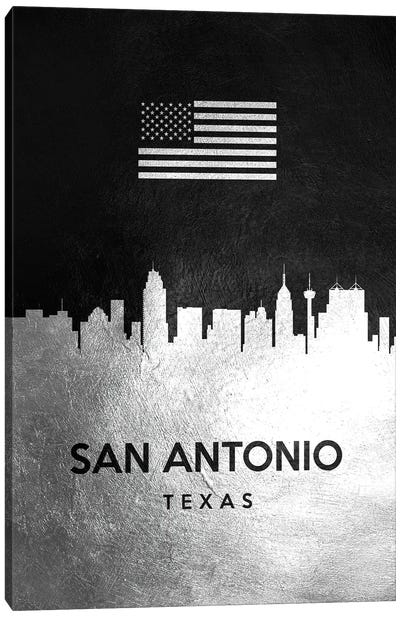San Antonio Texas Silver Skyline II Canvas Art Print - San Antonio