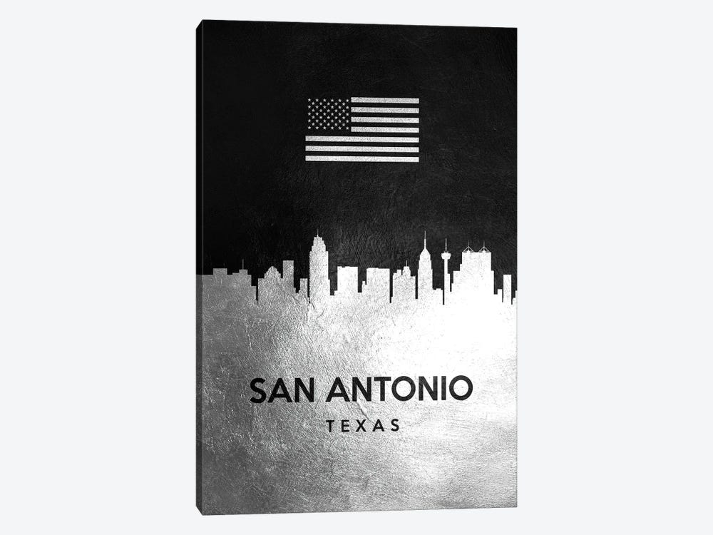 San Antonio Texas Silver Skyline II by Adrian Baldovino 1-piece Canvas Wall Art