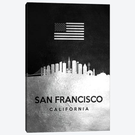 San Francisco California Silver Skyline Canvas Print #ABV868} by Adrian Baldovino Art Print