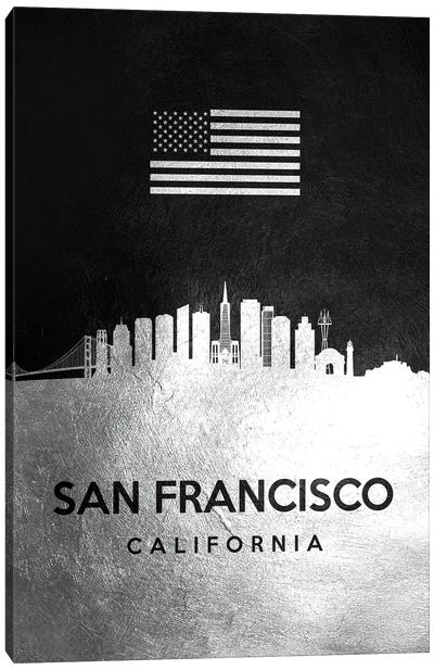 San Francisco California Silver Skyline Canvas Art Print - San Francisco Skylines