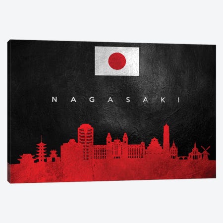 Nagasaki Japan Skyline Canvas Print #ABV86} by Adrian Baldovino Canvas Art Print