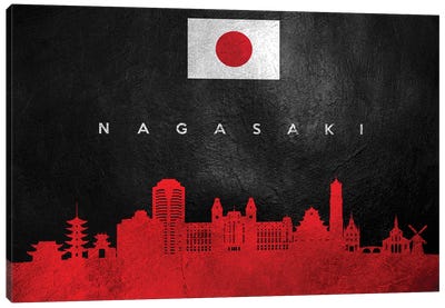 Nagasaki Japan Skyline Canvas Art Print - International Flag Art