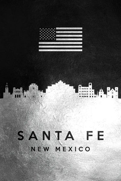 Santa Fe New Mexico Silver Skyline by Adrian Baldovino canvas print