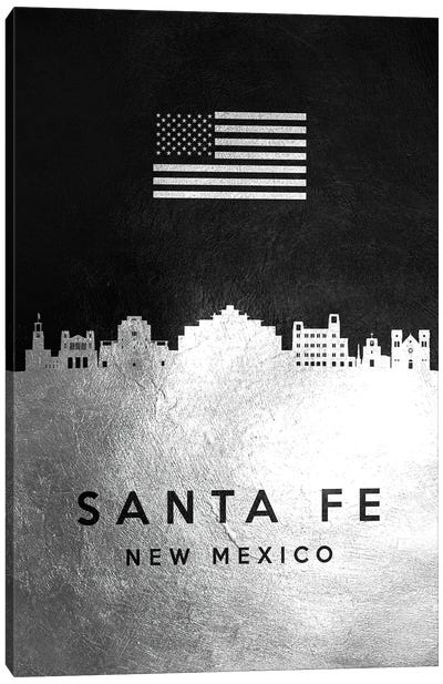 Santa Fe New Mexico Silver Skyline Canvas Art Print