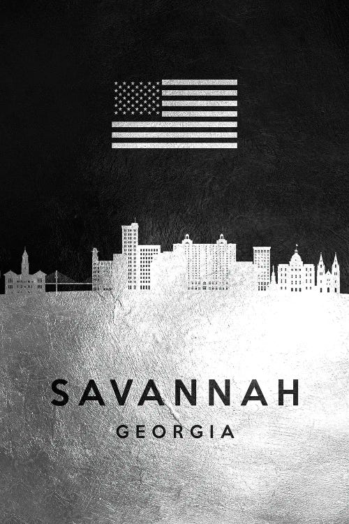 Savannah Georgia Silver Skyline