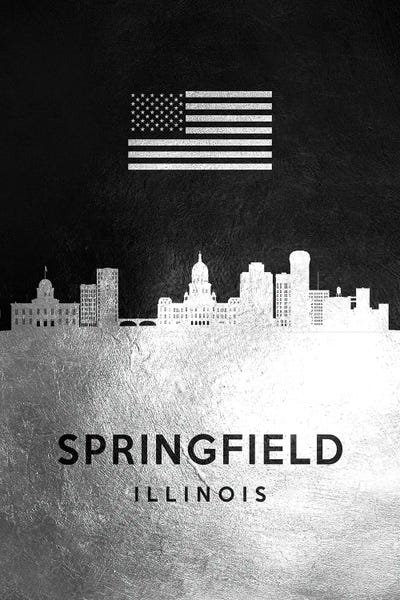 Springfield Illinois Silver Skyline by Adrian Baldovino canvas print