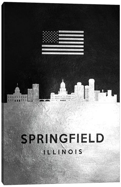 Springfield Illinois Silver Skyline Canvas Art Print