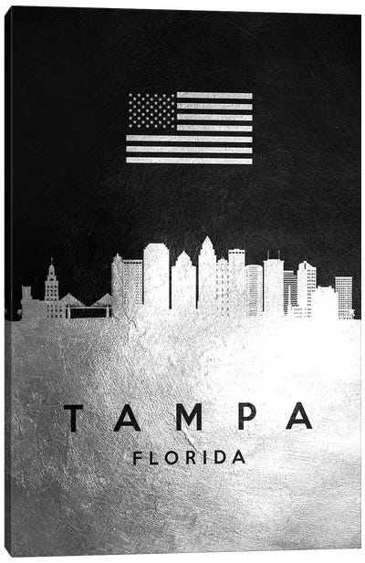 Tampa Florida Silver Skyline Canvas Art Print - Tampa Bay Art