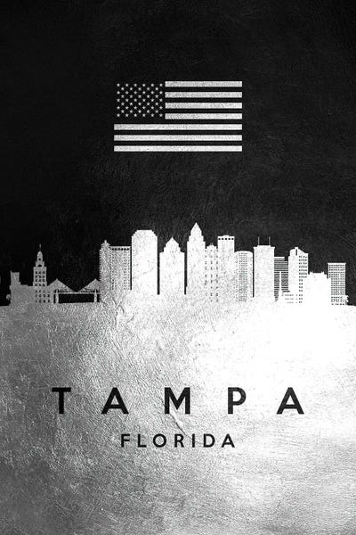 Tampa: Tampa Florida Silver Skyline by Adrian Baldovino