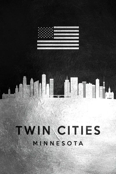 Minnesota: Twin Cities Minnesota Silver Skyline by Adrian Baldovino