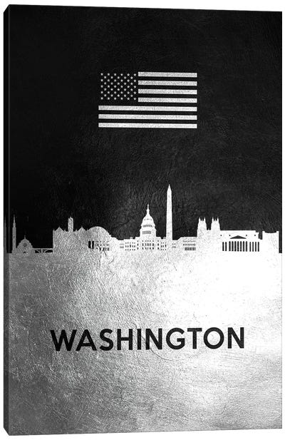 Washington Silver Skyline Canvas Art Print - Washington DC Skylines