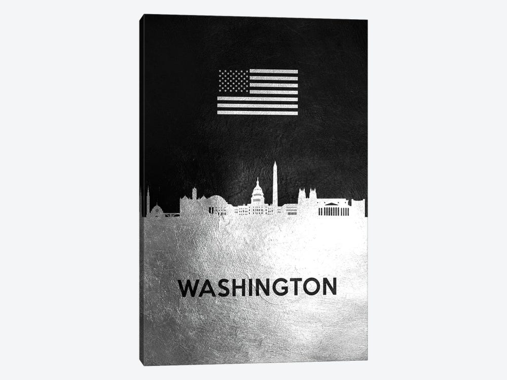 Washington Silver Skyline by Adrian Baldovino 1-piece Canvas Art