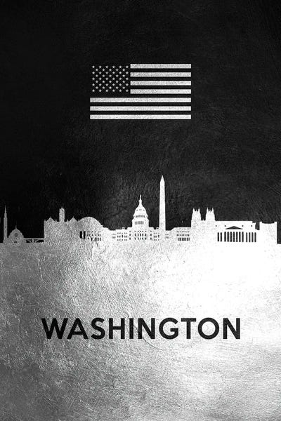 Washington, D.C. Skylines: Washington Silver Skyline by Adrian Baldovino