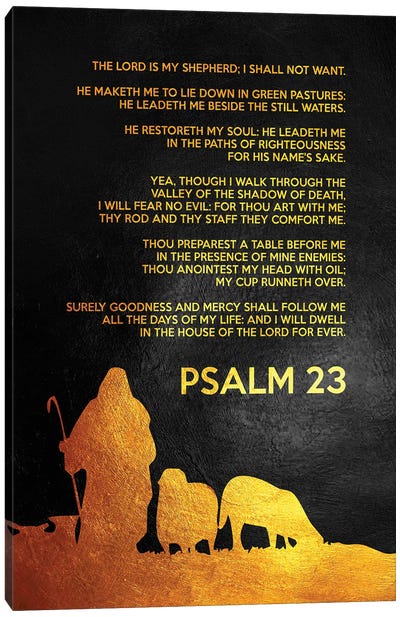 Psalm 23 Bible Verse Canvas Art Print - Christian Art