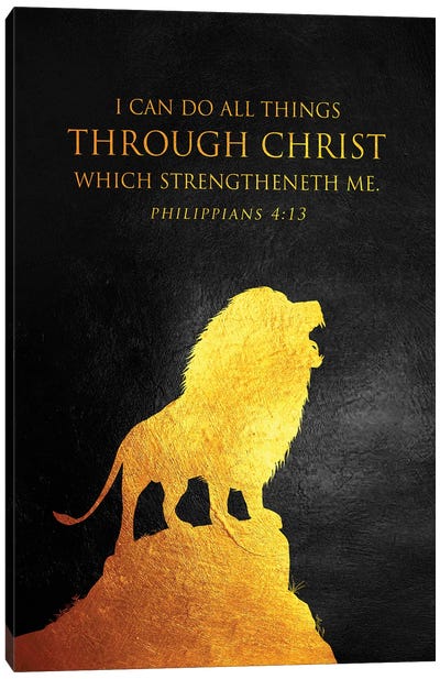 Philippians 4:13 Bible Verse Canvas Art Print - Faith Art