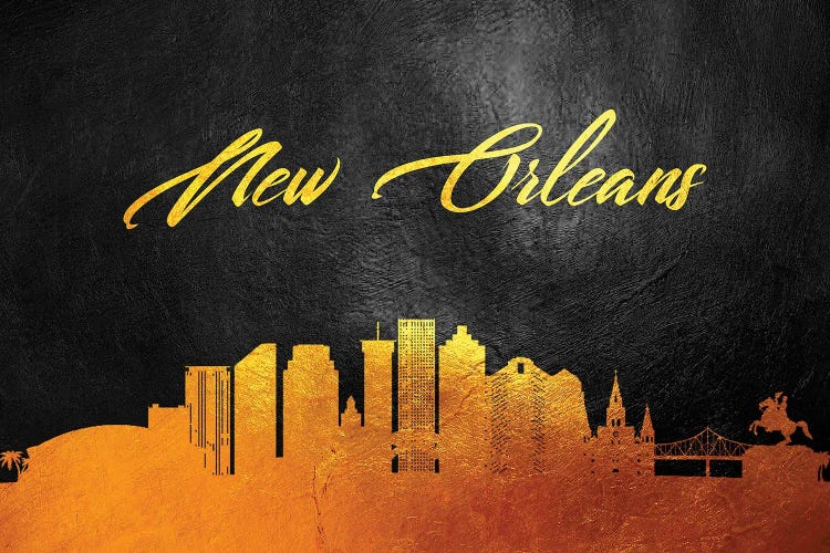 New Orleans Louisiana Gold Skyline by Adrian Baldovino wall art