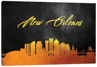 New Orleans Louisiana Gold Skyline Canvas Art Print - Adrian Baldovino