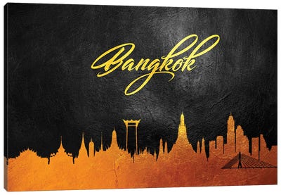 Bangkok Thailand Gold Skyline Canvas Art Print - Bangkok Art