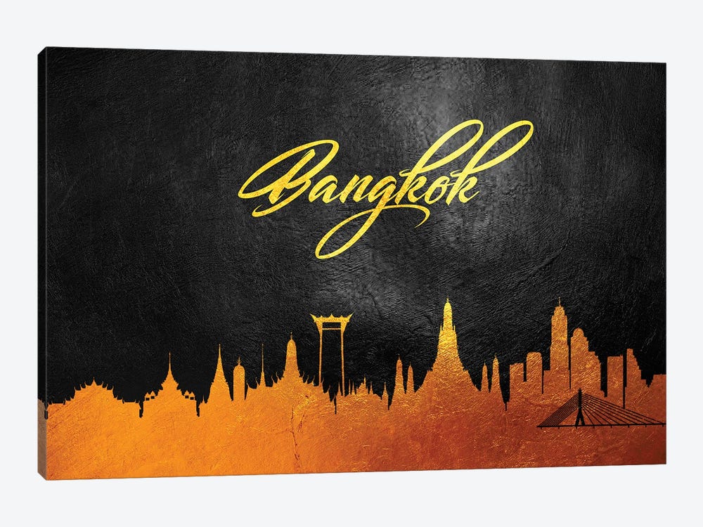 Bangkok Thailand Gold Skyline by Adrian Baldovino 1-piece Canvas Wall Art