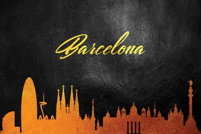 Barcelona Spain Gold Skyline by Adrian Baldovino art print