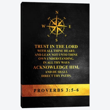 Proverbs 3:5-6 Bible Verse Canvas Print #ABV901} by Adrian Baldovino Canvas Artwork