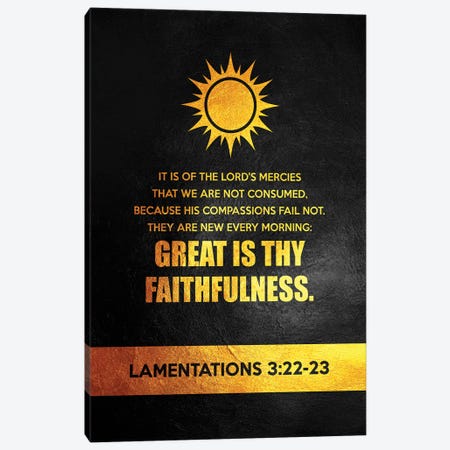 Lamentations 3:22-23 Bible Verse Canvas Print #ABV902} by Adrian Baldovino Canvas Wall Art