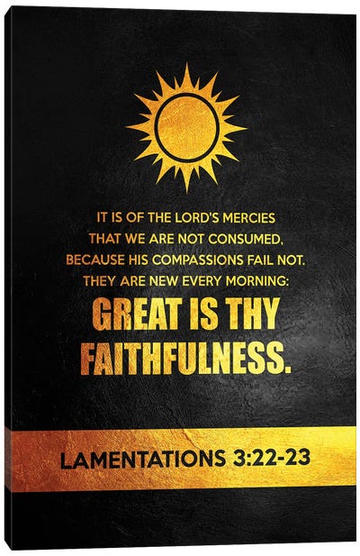Lamentations 3:22-23 Bible Verse Canvas Art Print - Adrian Baldovino