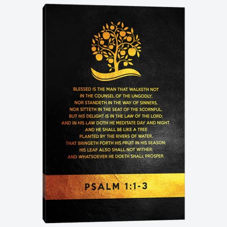 Psalm 1:1-3 Bible Verse Canvas Print #ABV903} by Adrian Baldovino Canvas Artwork