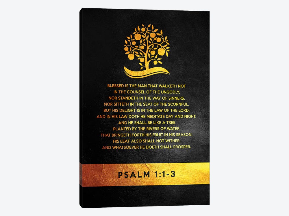 Psalm 1:1-3 Bible Verse by Adrian Baldovino 1-piece Canvas Print