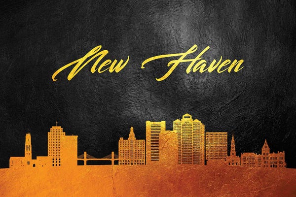 Connecticut: New Haven Connecticut Gold Skyline by Adrian Baldovino