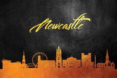 Newcastle England Gold Skyline by Adrian Baldovino art print