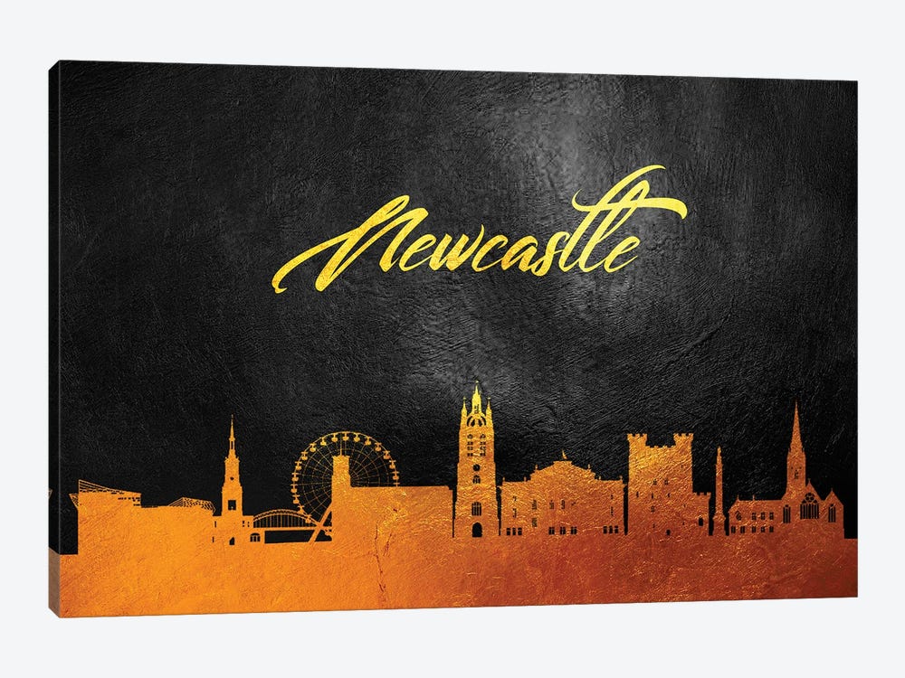 Newcastle England Gold Skyline by Adrian Baldovino 1-piece Art Print