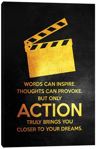 Only Action Canvas Art Print - Minimalist Quotes