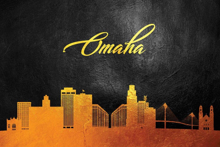Omaha Nebraska Gold Skyline by Adrian Baldovino wall art