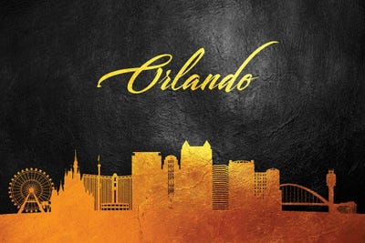 Orlando Florida Gold Skyline by Adrian Baldovino art print