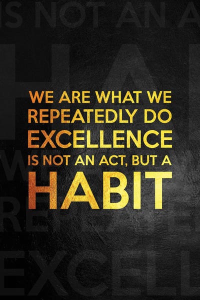 Black & White & Gold: Make Excellence Your Habit - Aristotle by Adrian Baldovino
