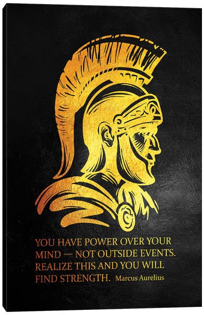 Mind Power - Marcus Aurelius Canvas Art Print - Black, White & Gold Art
