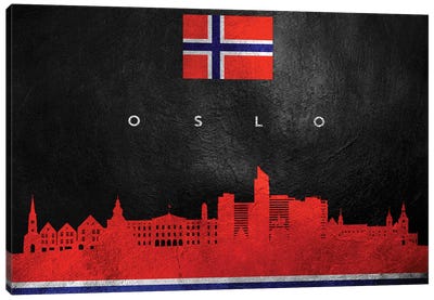 Oslo Norway Skyline Canvas Art Print - International Flag Art